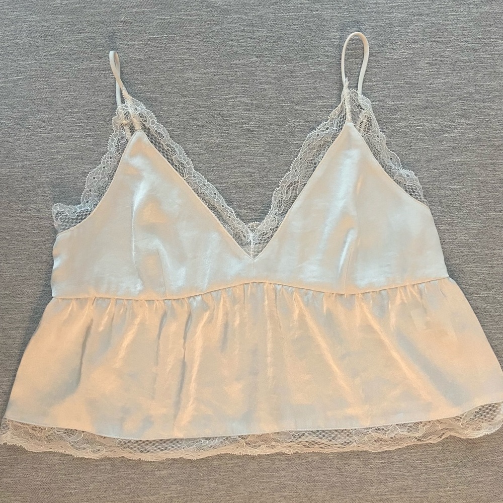 Aritzia satin cami with lace
